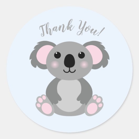 Sticker Rond Baby shower Ours de Koala bleu (Devant)