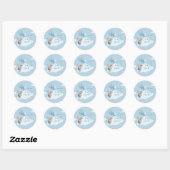 Sticker Rond Baby shower Ours en Teddy bleu (Feuille)