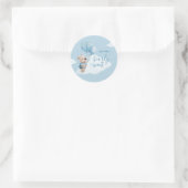 Sticker Rond Baby shower Ours en Teddy bleu (Sac)