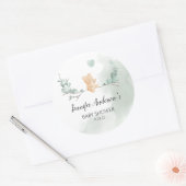 Sticker Rond Baby shower Ours Eucalyptus (Enveloppe)