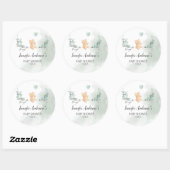 Sticker Rond Baby shower Ours Eucalyptus (Feuille)