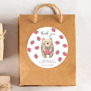 Sticker Rond Baby Shower Ours - merci