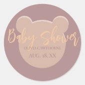 Sticker Rond Baby shower Ours moderne et minimaliste (Devant)