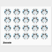Sticker Rond Baby shower Ours Panda Bleu (Feuille)