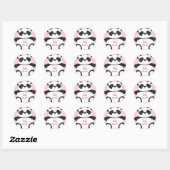 Sticker Rond Baby shower Ours Panda Rose (Feuille)