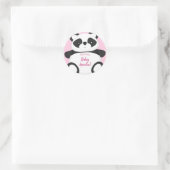 Sticker Rond Baby shower Ours Panda Rose (Sac)
