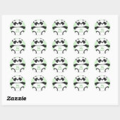Sticker Rond Baby shower Ours Panda Vert (Feuille)
