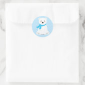 Sticker Rond Baby Shower Ours Polaire Garçon Bleu (Sac)