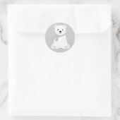 Sticker Rond Baby Shower Ours Polaire Mignon Gris (Sac)