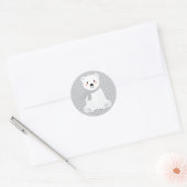Sticker Rond Baby Shower Ours Polaire Mignon Gris (Enveloppe)
