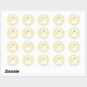 Sticker Rond Baby Shower Ours Polaire Mignon Jaune (Feuille)