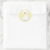 Sticker Rond Baby Shower Ours Polaire Mignon Jaune (Sac)