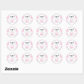 Sticker Rond Baby shower Ours rose (Feuille)
