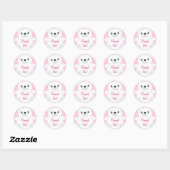 Sticker Rond Baby shower Ours rose (Feuille)