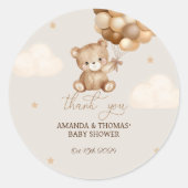 Sticker Rond Baby shower Ours Teddy Merci neutre (Devant)
