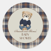 Sticker Rond Baby-Shower Ours Vintage (Devant)
