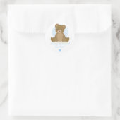 Sticker Rond Baby shower Ourson mignon bleu pour petit garçon (Sac)