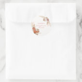 Sticker Rond Baby shower Pampas Boot Boho Rose Elegant Boho (Sac)