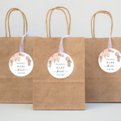 Sticker Rond Baby shower pampas herbe rose or teddy