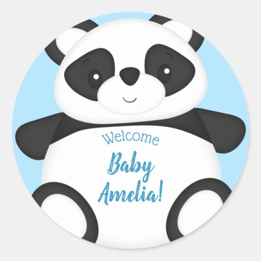 Sticker Rond Baby shower Panda Bear (Devant)