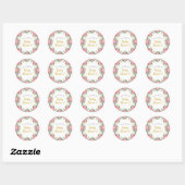 Sticker Rond Baby Shower Paonées Or Rose (Feuille)