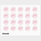 Sticker Rond Baby Shower Papillon Rose (Feuille)