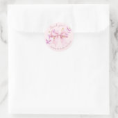 Sticker Rond Baby Shower Papillon Rose (Sac)