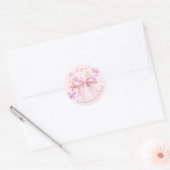 Sticker Rond Baby Shower Papillon Rose (Enveloppe)
