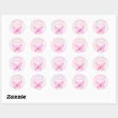 Sticker Rond Baby shower papillon rose et pourpre (Feuille)