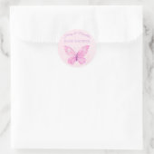 Sticker Rond Baby shower papillon rose et pourpre (Sac)