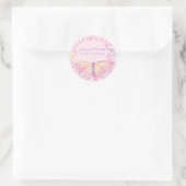 Sticker Rond Baby shower papillon rose et pourpre (Sac)