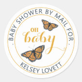 Sticker Rond Baby shower par enveloppe papillon du courrier (Devant)