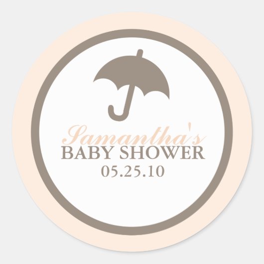 Sticker Rond Baby shower parapluie (Devant)