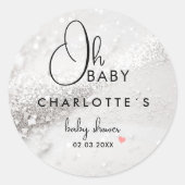 Sticker Rond Baby shower parties scintillant (Devant)
