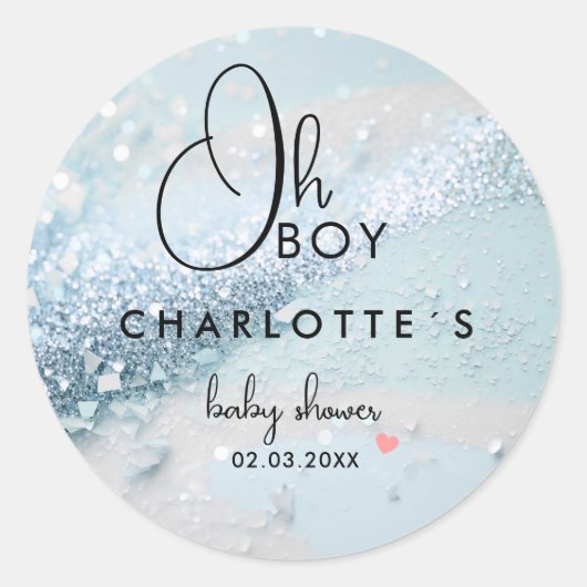 Sticker Rond Baby shower parties scintillant (Devant)