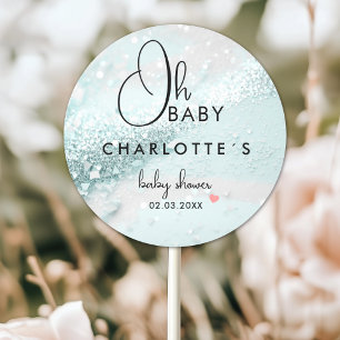 Sticker Rond Baby shower parties scintillant