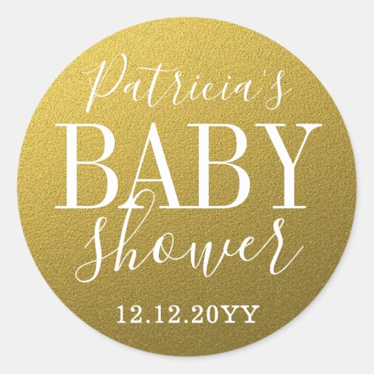 Sticker Rond Baby shower Parties scintillant or (Devant)