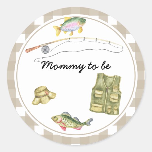 Sticker Rond Baby shower pêcheur - Maman à être (Devant)