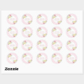 Sticker Rond Baby shower Personnalisable de fleurs d'aquarelle  (Feuille)
