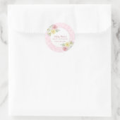 Sticker Rond Baby shower Personnalisable de fleurs d'aquarelle  (Sac)