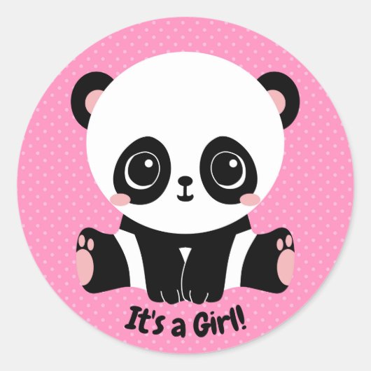 Sticker Rond Baby shower personnalisable Panda C'est un Autocol (Devant)