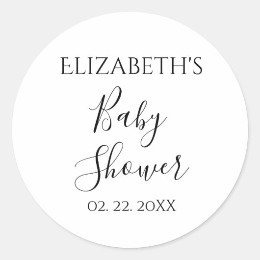 Sticker Rond Baby-Shower Personnalisé avec Date (Devant)