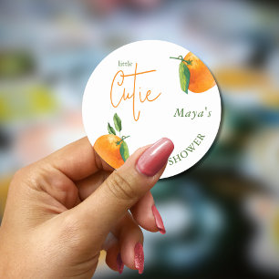 Sticker Rond Baby shower personnalisé Little Cutie
