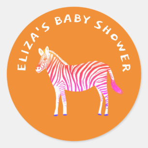Sticker Rond Baby shower personnalisé Zèbres colorés mignons