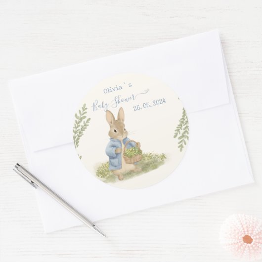 Sticker Rond Baby shower Peter Rabbit (Enveloppe)