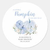 Sticker Rond Baby shower petit Citrouille Blue Boy (Devant)