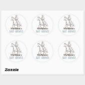 Sticker Rond Baby shower petit cowboy Western Blue Boy (Feuille)
