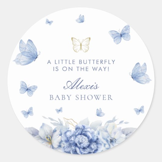 Sticker Rond Baby shower petit papillon (Devant)