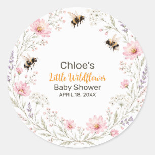 Sticker Rond Baby Shower Petite Fleur Sauvage