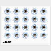Sticker Rond Baby shower photo personnalisé Merci de script mod (Feuille)